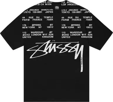 Футболка Stussy Locations Pigment Dyed 'Black', черный