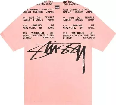 Футболка Stussy Locations Pigment Dyed 'Coral', розовый