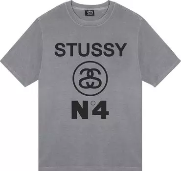 Футболка Stussy No.4 Pigment Dyed Tee 'Grey', серый