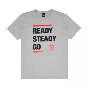 Футболка Stussy Ready Steady Go 'Grey Heather', серый