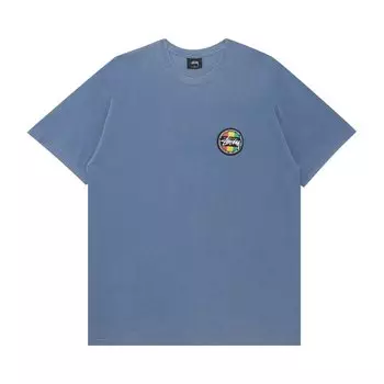 Футболка Stussy Reggae Dot Pigment Dyed 'Navy', синий