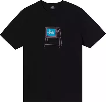 Футболка Stussy Rolling TV Pigment Dye Tee 'Black', черный