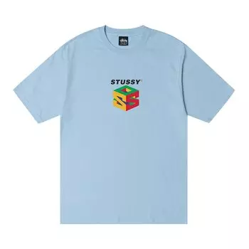 Футболка Stussy S64, окрашенная в пигмент, Небесно-голубой