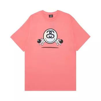 Футболка Stussy Smiley Link 'Pink', розовый