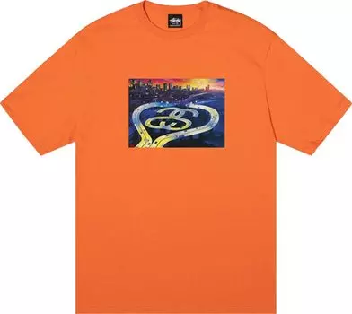 Футболка Stussy SS Highway Tee 'Coral', оранжевый