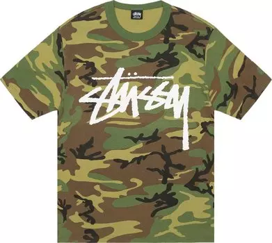 Футболка Stussy Stock Camo 'Camo/White', разноцветный