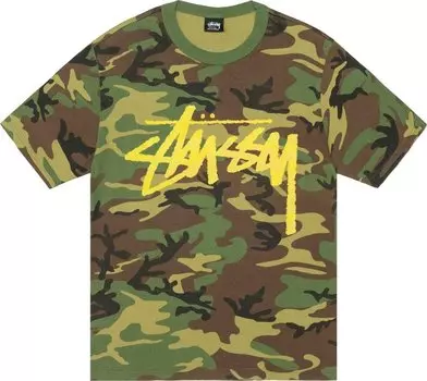 Футболка Stussy Stock Camo 'Camo/Yellow', разноцветный