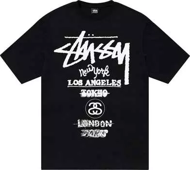 Футболка Stussy Tour Tee 'Black', черный