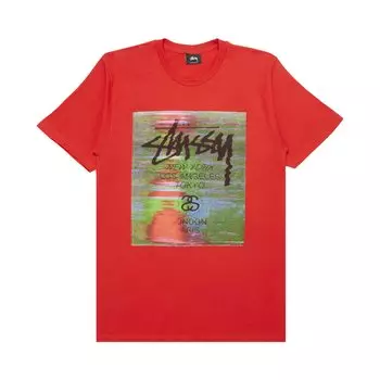 Футболка Stussy World Tour Glitch, красная
