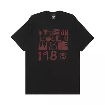 Футболка Stussy World Wide 1980 Multifont 'Black', черный