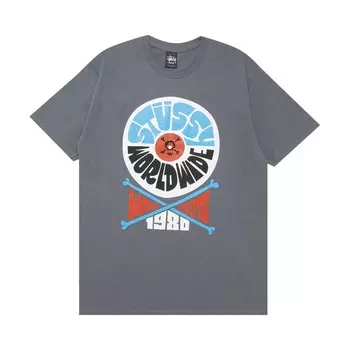 Футболка Stussy World Wide Wax Roots 'Charcoal', черный