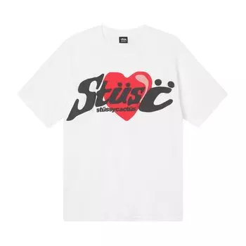Футболка Stussy x Cactus Plant Flea Market Heart T-Shirt 'White', белый