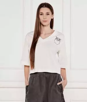 Футболка суэц Loose fit Pinko, белый