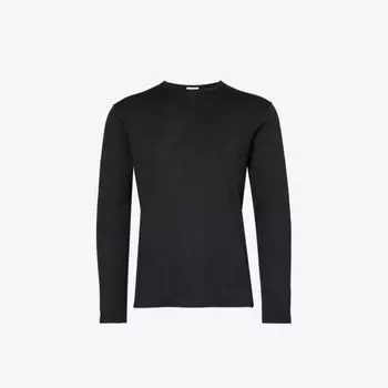 Футболка Sun из хлопкового джерси с круглым вырезом и длинными рукавами Sunspel, черный