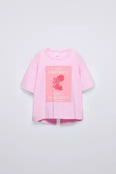 Футболка sun с вырезом ZARA, розовый