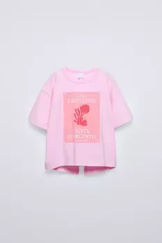 Футболка sun с вырезом ZARA, розовый