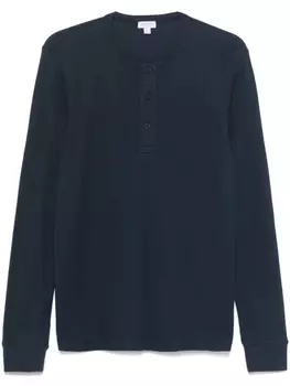 Футболка Sunspel Waffle Henley, синий