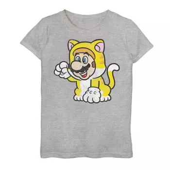 Футболка Super Mario 3D Bowsers Fury Mario Cat для девочек 7–16 лет с портретом кота Licensed Character