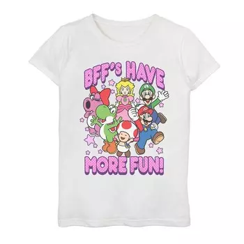 Футболка Super Mario Crew More Fun для девочек 7–16 лет Licensed Character, белый