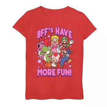 Футболка Super Mario Crew More Fun для девочек 7–16 лет Licensed Character, красный