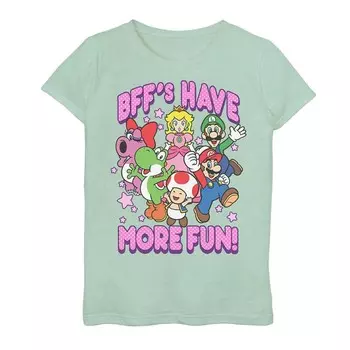 Футболка Super Mario Crew More Fun для девочек 7–16 лет Licensed Character, цвет Mint