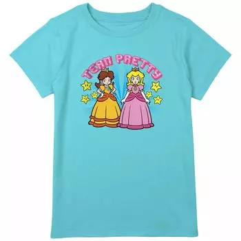 Футболка Super Mario Team Pretty Princess Daisy с рисунком персиковых звезд для девочек 8–20 лет, стандартного размера и размера плюс Licensed Character