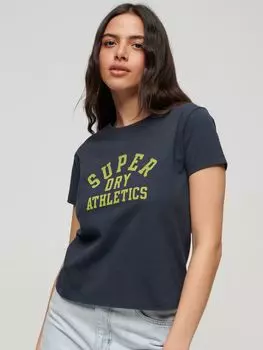 Футболка Superdry Athletic Essential с рисунком 90-х годов, темно-синий черника