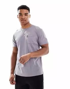 Футболка Superdry Classic Essential с карманом в стираном сланцево-сером цвете