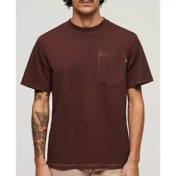 Футболка Superdry Contrast Stitch Pocket, коричневый