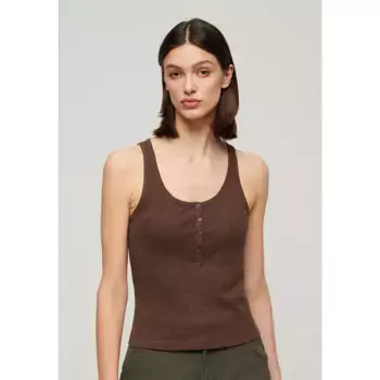 Футболка Superdry Essential Button Down, коричневый