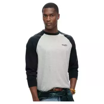 Футболка Superdry Essential Logo Baseball 3/4 sleeve, серый