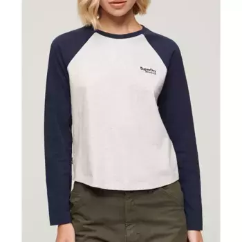 Футболка Superdry Essential Logo Baseball Long sleeve, бежевый