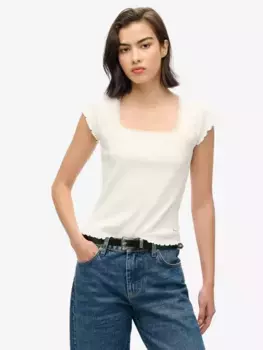Футболка Superdry Essential Organic Cotton Square Neck, цвет off/white