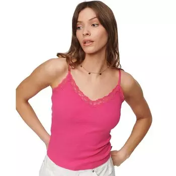 Футболка Superdry Essential Rib Lace Sleeveless V Neck, розовый