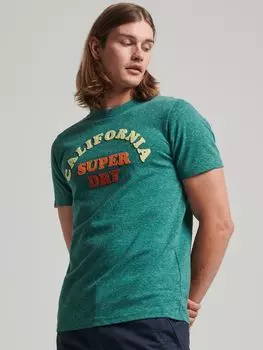 Футболка Superdry Great Outdoors с аппликацией, бирюзовый снежный цвет
