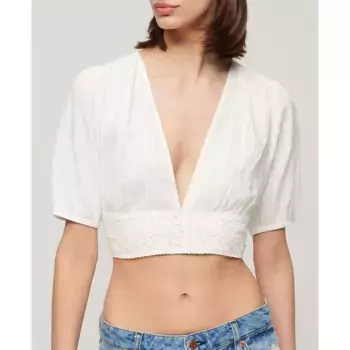 Футболка Superdry Ibiza Lace Trim, бежевый