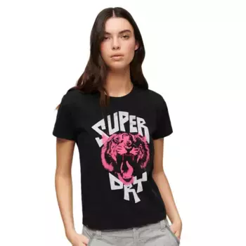 Футболка Superdry Indigo Workwear Cap Lo-Fi Rock Graphic Fitted, розовый