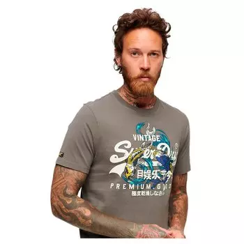 Футболка Superdry Japanese Vintage Logo Graphic Short Sleeve Round Neck, серый