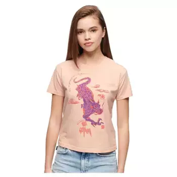 Футболка Superdry Kailash Dragon Fitted, розовый