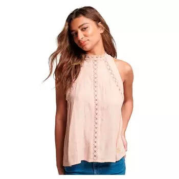 Футболка Superdry Lace Sleeveless High Neck, розовый