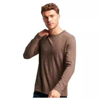 Футболка Superdry Long Sleeve Round Neck, коричневый