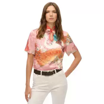 Футболка Superdry Mandarin Jacquard, розовый
