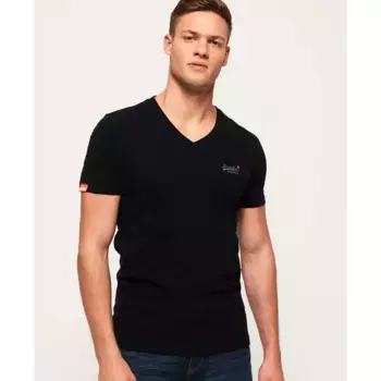 Футболка Superdry Orange Label Vintage Embroidered short sleeve v neck, черный