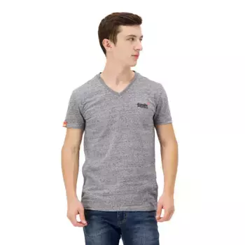 Футболка Superdry Orange Label Vintage Embroidered short sleeve v neck, серый