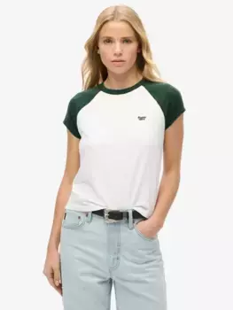 Футболка Superdry Organic Cotton Essential Logo Raglan, цвет green/off/white