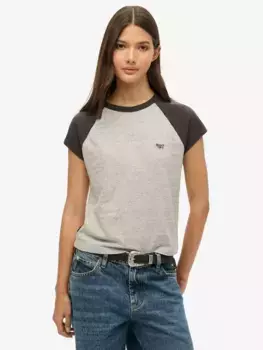 Футболка Superdry Organic Cotton Essential Logo Raglan, цвет black/grey/marl