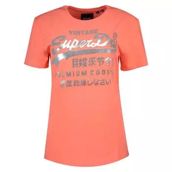 Футболка Superdry Premium Goods Metallic, розовый
