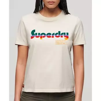 Футболка Superdry Retro Flock Relaxed, бежевый