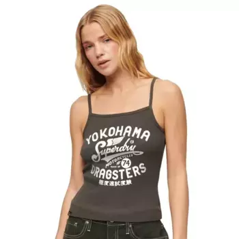 Футболка Superdry Retro Rocker Graphic Rib Cami, коричневый