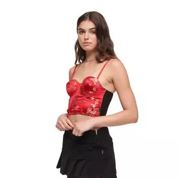 Футболка Superdry Satin Brocade Crop Corset, розовый